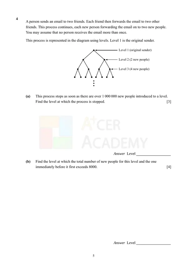 Page 5 of the blank 2026 O-Level A-Maths Paper 1, blurred: a question with its diagram and answer lines